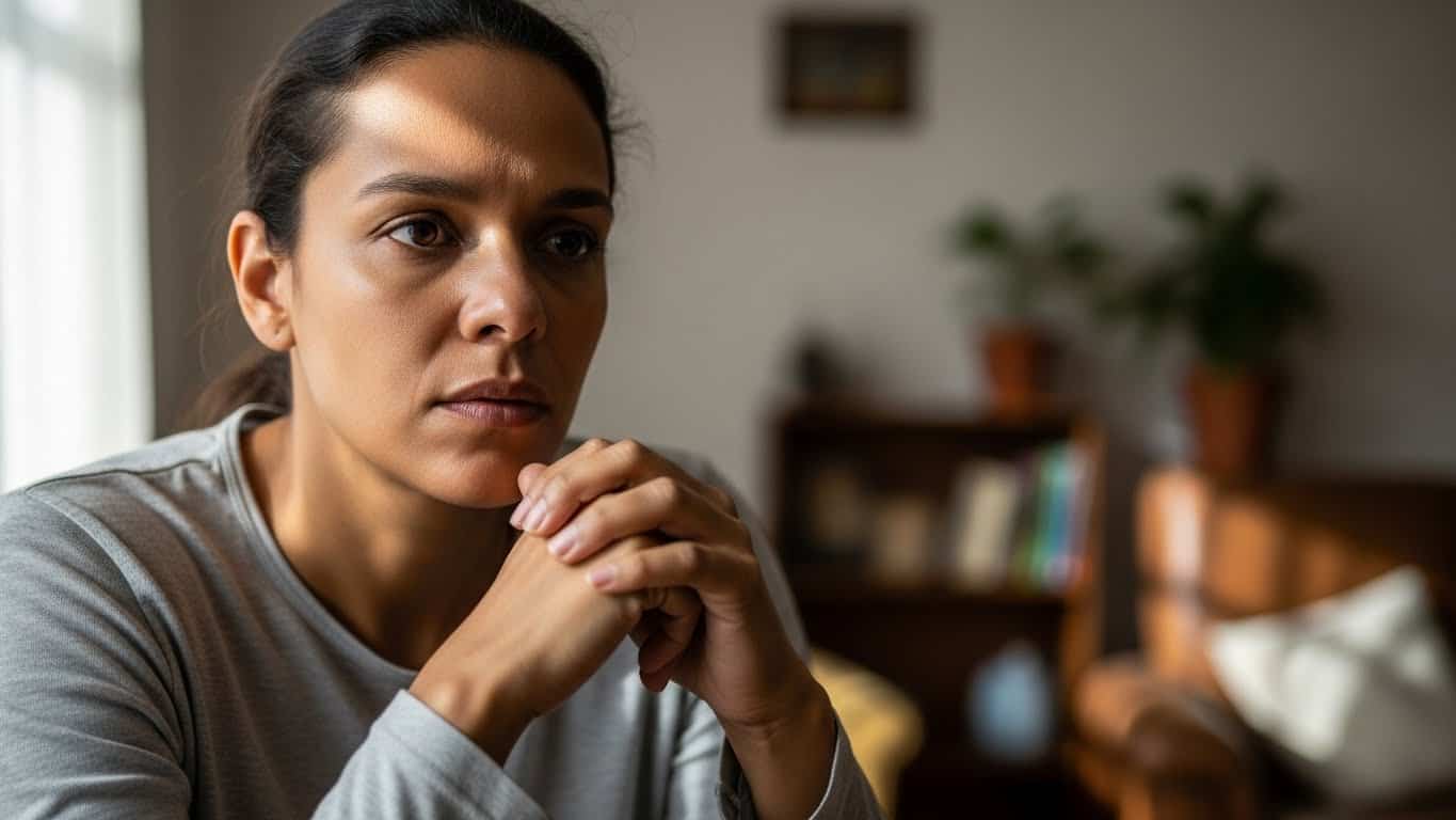 Imagem de uma mulher concentrada, simbolizando atenção na aplicação de ozônio na saúde.