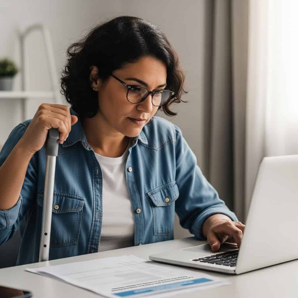 Imagem de uma profissional de saúde conversando com paciente, discutindo documentos clínicos em ambiente hospitalar.