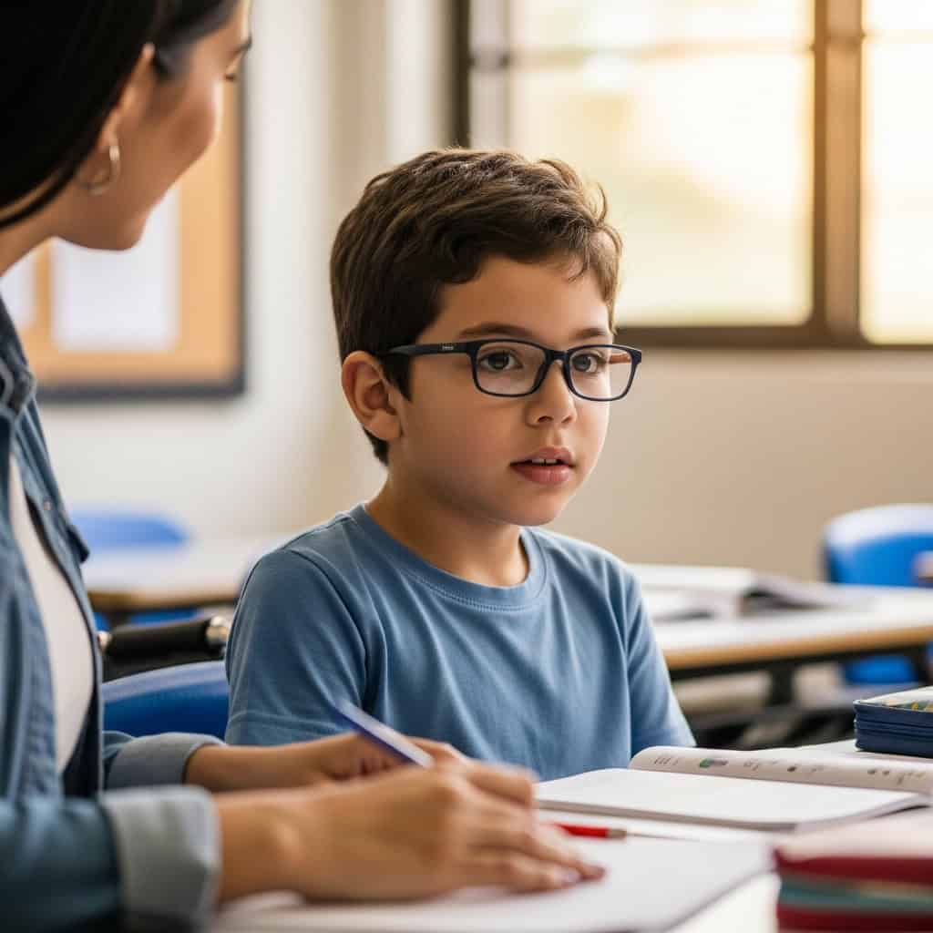 Imagem de uma profissional de saúde conversando com paciente, discutindo documentos clínicos em ambiente hospitalar.