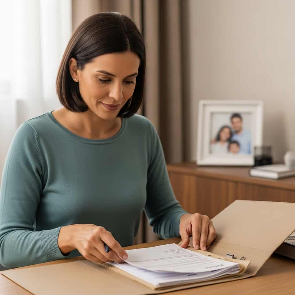 Imagem de uma profissional de saúde conversando com paciente, discutindo documentos clínicos em ambiente hospitalar.