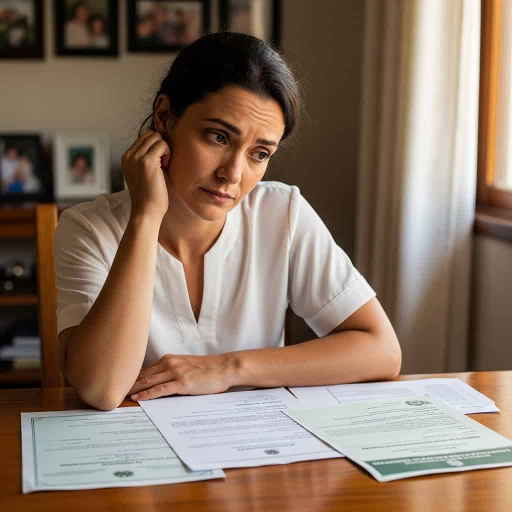 Imagem de uma profissional de saúde conversando com paciente, discutindo documentos clínicos em ambiente hospitalar.