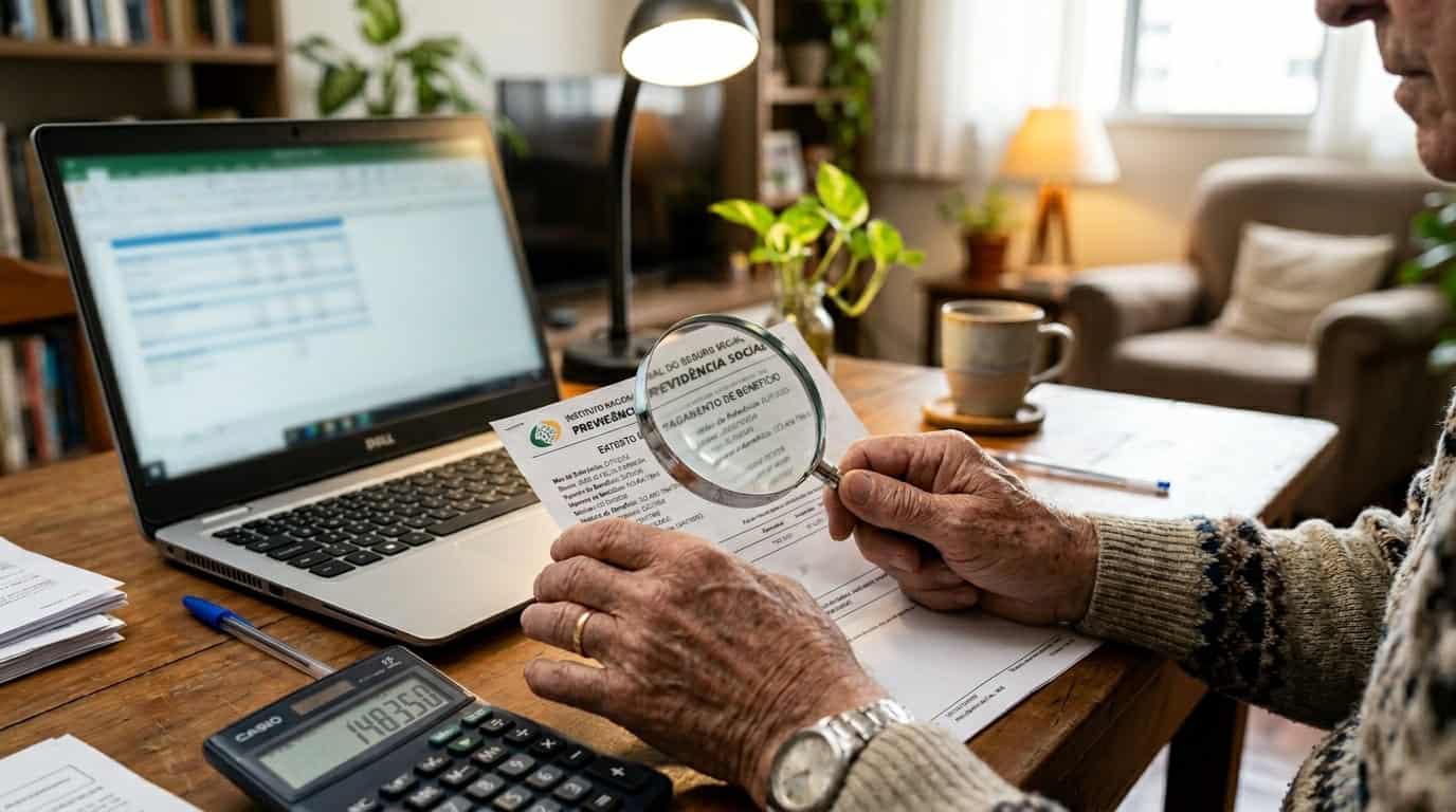Óptimo para revisão de aposentadoria, documentos e planejamento financeiro.